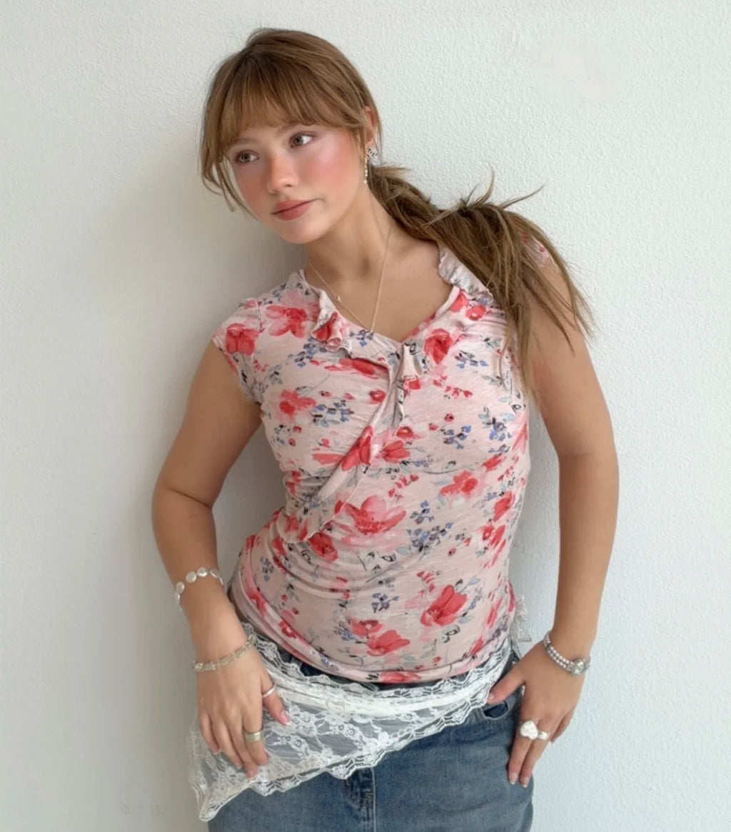 Pink Petal Whimsical Blouse Top (Small)