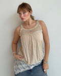 Vintage Peachy Pink Cream Crochet Blouse (Small)