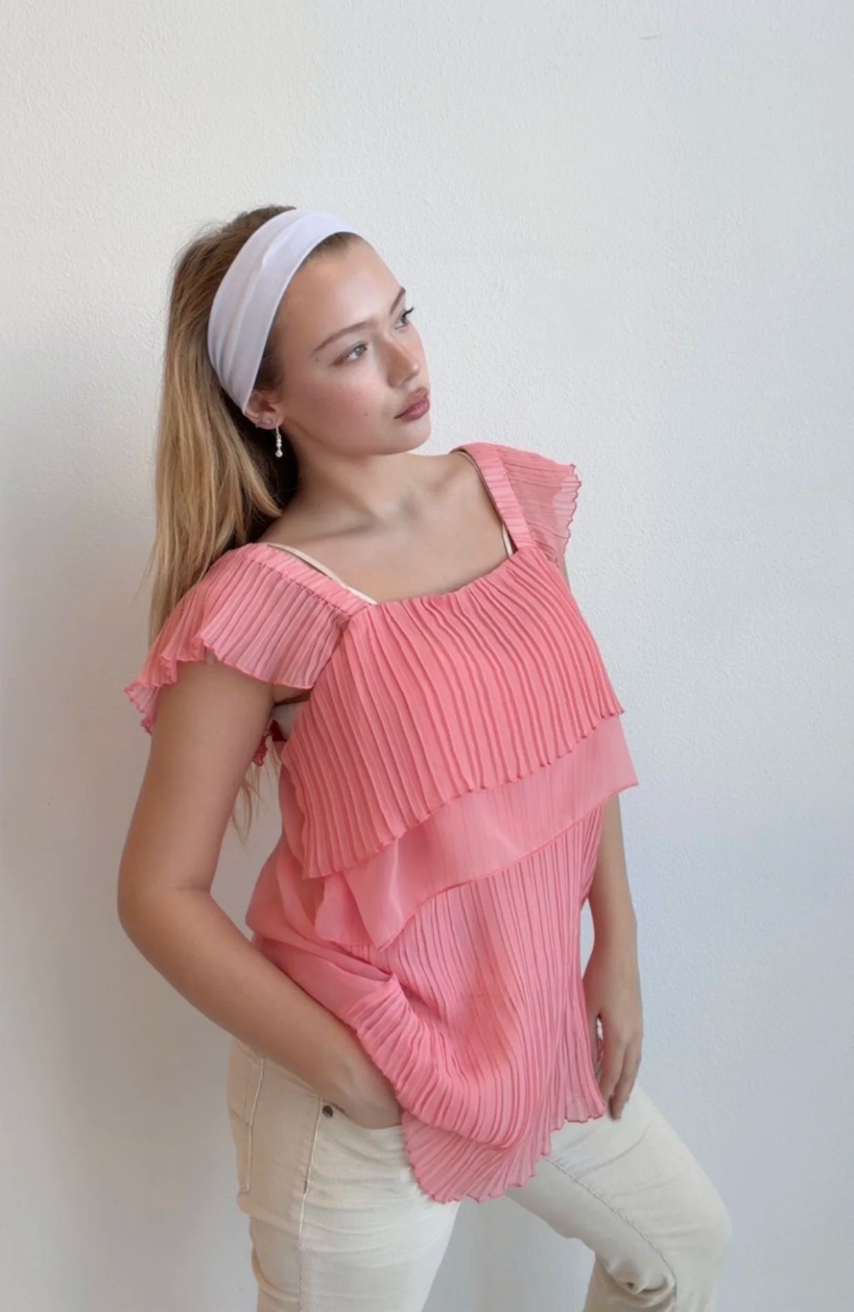 Fairy Pink Ruffle Chiffon Top (Extra Large)